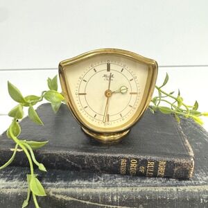 Vintage Kienzle Brass Alarm Clock MCM West Germany Shield- Decor only